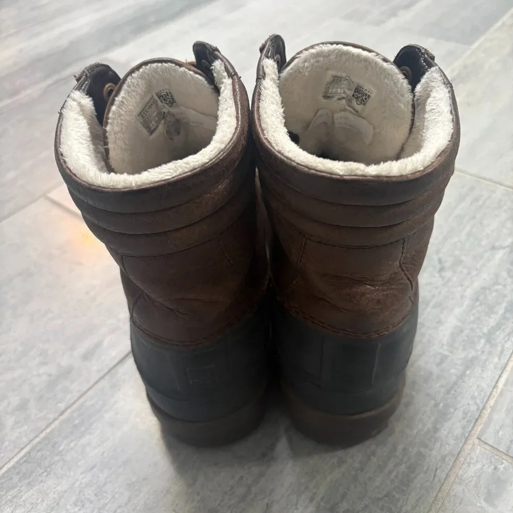 Sperry Waterproof Lined Leather Duck Boots Brown 9.5